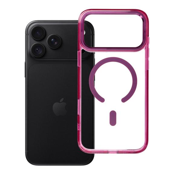 Etui na iPhone 18 Pro Max / 17 Pro Max Frame Clear Hybrid Mag Cover zgodny z MagSafe burgundowy