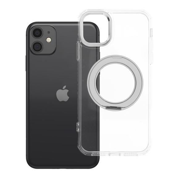 Etui na iPhone 11 Frame Circle Stand zgodne z MagSafe transparentne