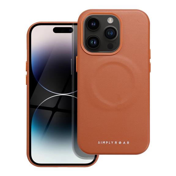 ROAR futerał LEATHER MAG kompatybilny z MagSafe do IPHONE 14 Pro Brązowy