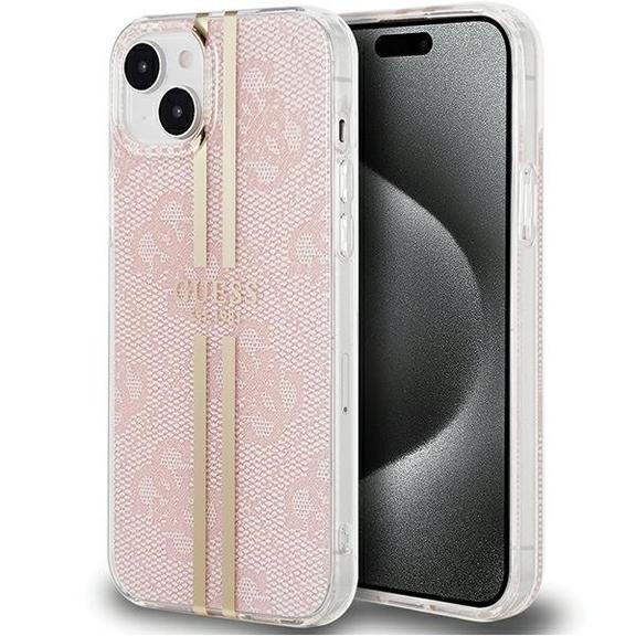 GUESS futerał do IPHONE 15 GUHCP15SH4PSEGP (4G Gold Stripe) różowy