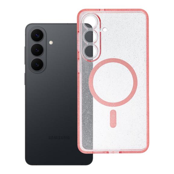 Futerał do Samsung S26 PLUS Clear Mag Cover (STR / CAMERA PROTECTION) zgodny z MagSafe różówyglitter