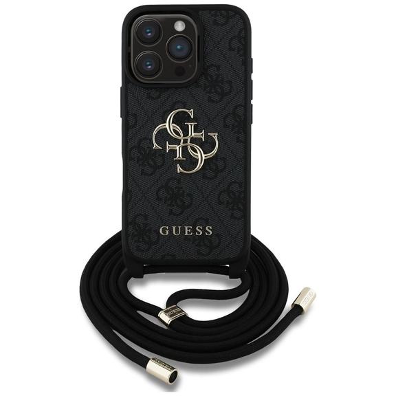 GUESS futerał do IPHONE 16 Pro GUHCP16LP4GMGCRK (CBDY PU 4G Big Logo W/Cord Strap) czarny