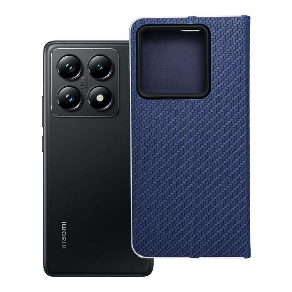 Etui z klapką na Xiaomi 14T PRO Luna Book Carbon niebieskie