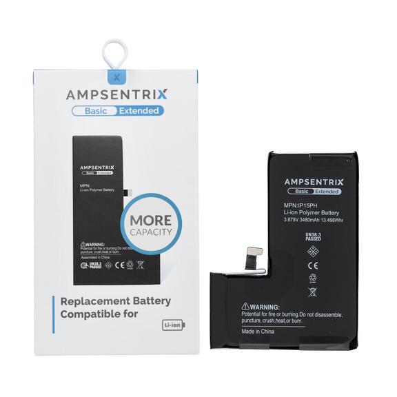 AmpSentrix Basic bateria  do iPhone 15 PRO (zwiększona pojemność 3480 mAh)