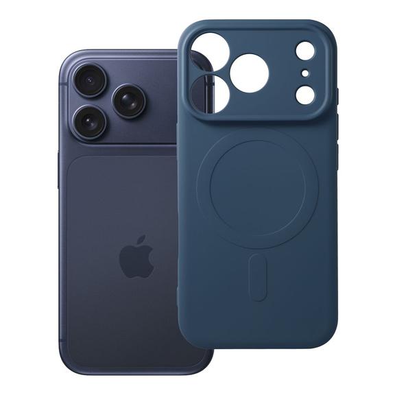 Etui na iPhone 18 Pro / 17 Pro Silicone Mag Cover zgodne z MagSafe (camera protection) granatowe
