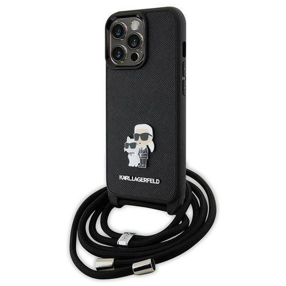 KARL LAGERFELD futerał do IPHONE 13 Pro KLHCP13LSAKCPSK (Saffiano KC Metal PIN Crossbody) czarny