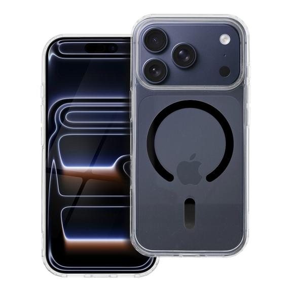 Etui na iPhone 17 Pro / 18 Pro (low camera edge) Drop Glue Colorful Ring Mag Cover zgodne z MagSafe czarne