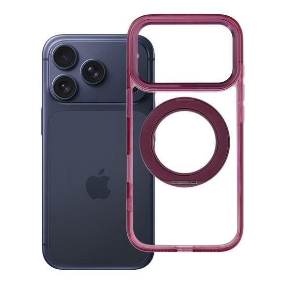 Etui na iPhone 18 Pro / 17 Pro Frame Circle Stand zgodne z MagSafe burgundowy