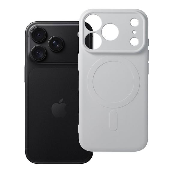 Etui na iPhone 18 Pro / 17 Pro Silicone Mag Cover zgodne z MagSafe (camera protection) srebrne