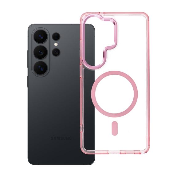 Etui na Samsung S26 ULTRA Frame Clear Hybrid Mag Cover zgodny z MagSafe pudrowy róż