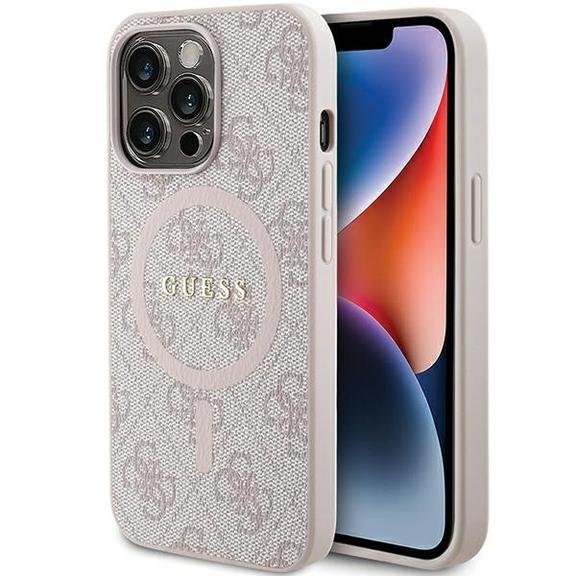 GUESS futerał do IPHONE 13 Pro kompatybilny z MagSafe GUHMP13LG4GFRP (4G Ring classic logo) różowy