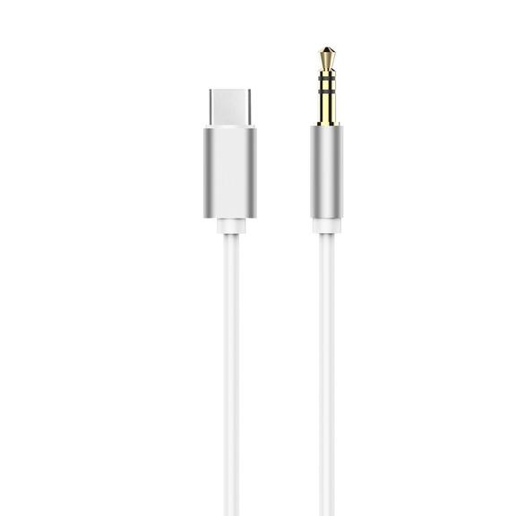 Kabel AUX Typ C (męski) do Jack 3,5 mm (męski) biały