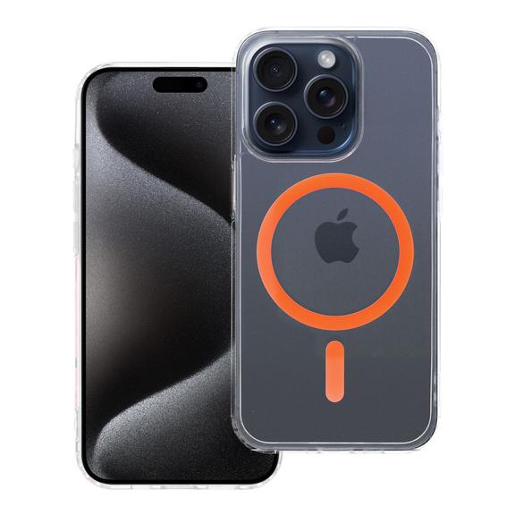 Etui na iPhone 15 PRO Drop Glue Colorful Ring Mag Cover zgodny z MagSafe pomarańczowe