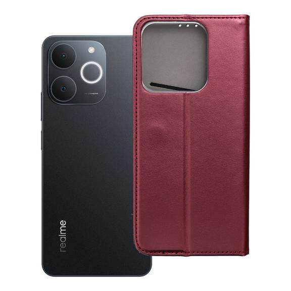 Etui z klapką na Realme NOTE 70 Smart Magneto burgundowe