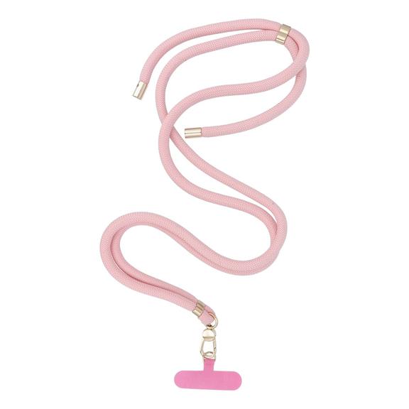 Smycz do telefonu, Zawieszka do telefonu - SWING (8mm) z regulacją długości / długość sznura 165cm (max 82,5cm w pętli) / na ramię lub szyję - jasnoróżowy