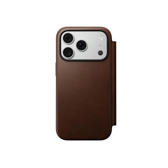 NOMAD futerał skórzany do IPHONE 18 Pro/17 Pro kompatybilny z MagSafe (Modern Leather Folio ECCO Leather) brązowy