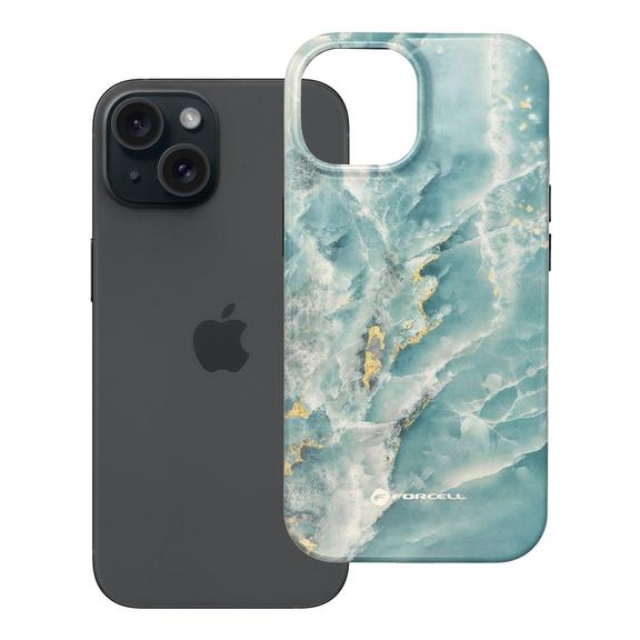 Etui na iPhone 15 Forcell F-Protect Mirage zgodne z MagSafe Military Drop-Test green marble
