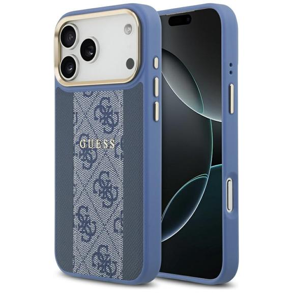 GUESS futerał do IPHONE 17 Pro Max kompatybilny z MagSafe GUHMP17XPG4SEMCB (PU W/ 4G Stripe) niebieski