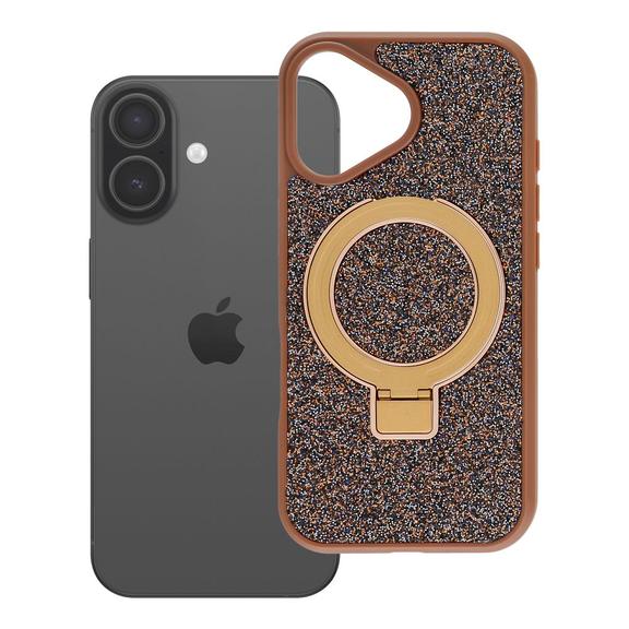 Etui na iPhone 17 Quartz Circle Stand Mag Cover brązowe
