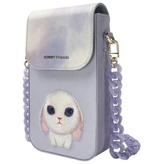 NIMMY zestaw 3w1 torebka na telefon + protfel + etui na lokalizator BIG EYED PET 2.0 Rabbit fioletowy