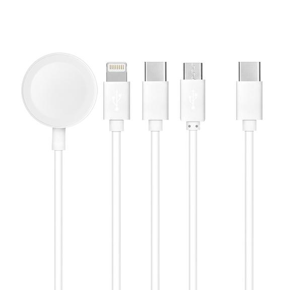 Kabel 4w1 Typ C do Lightning / Typ C / Micro USB / Apple Watch 3W 2A C3186 1,2 m biały