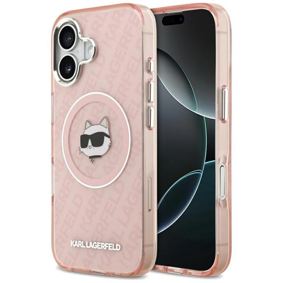KARL LAGERFELD futerał do IPHONE 17 kompatybilny z MagSafe KLHMP17SHMKBCHOP (IML Choupette Head Logo) różowy