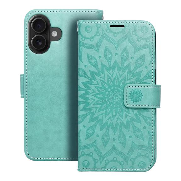Etui z klapką na iPhone 16 Mezzo Book mandala zielone