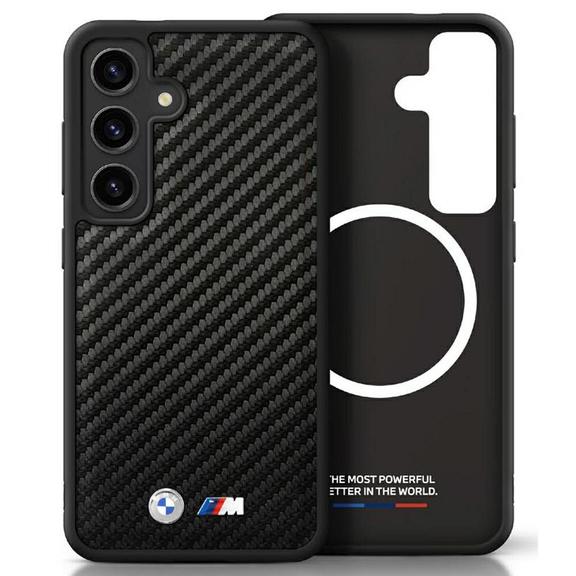 BMW futerał do SAMSUNG S25 kompatybilny z MagSafe BMHMS25S24PUCILK (PU Carbon Metal Logos) black