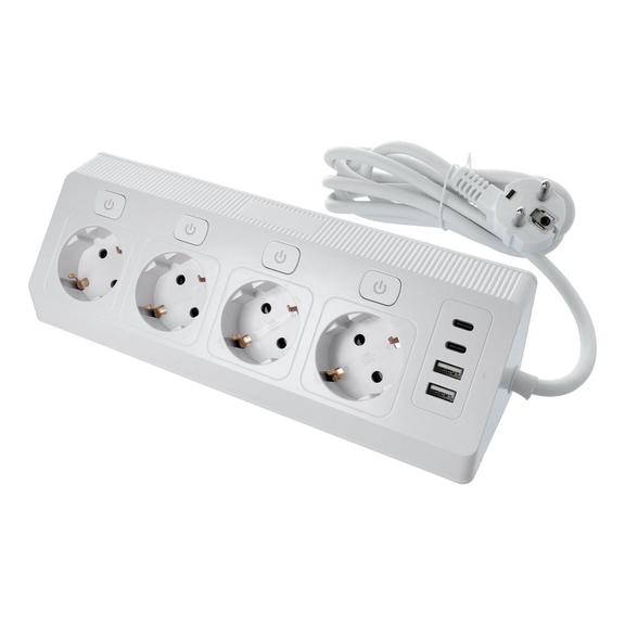 Listwa sieciowa z 4 gniazdami max 3680W  portami 2x USB A, 2x typ C z kablem zasilającym 2m E42 biała