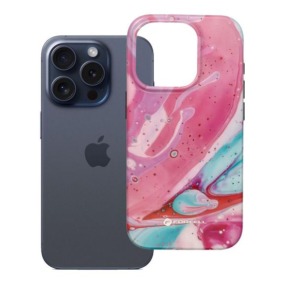 Etui na iPhone 15 PRO Forcell F-Protect Mirage zgodne z MagSafe Military Drop-Test pink marble