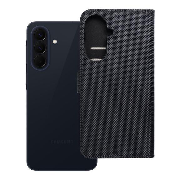 Etui z klapką na Samsung A57 5G 4Card RFID antykradzieżowe tech fabric czarne