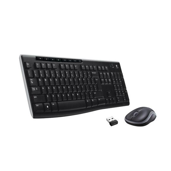 Zestaw bezprzewodowy klawiatura QWERTY + myszka Logitech MK270 czarny