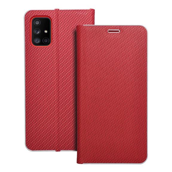 Etui z klapką na Samsung A71 Luna Book Carbon czerwone