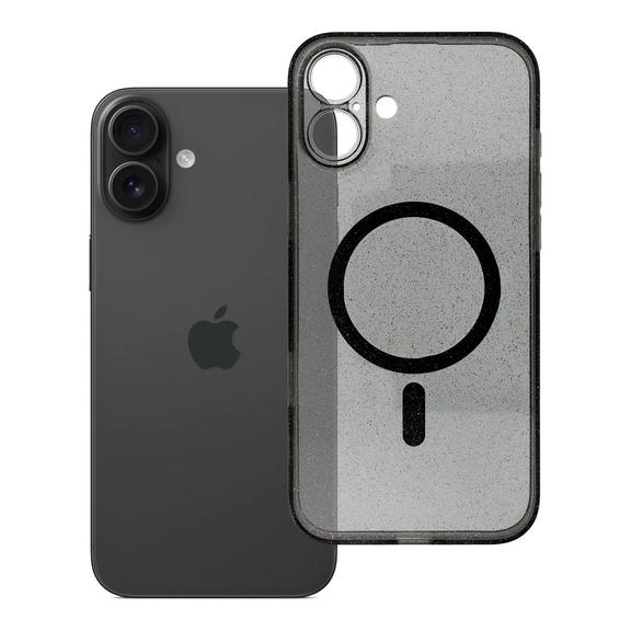 Etui na iPhone 16 PLUS Clear Mag Cover (Str / Camera Protection) zgodne z MagSafe czarne glitter