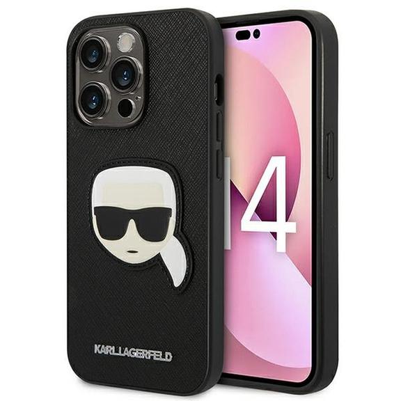 KARL LAGERFELD futerał do IPHONE 14 Pro KLHCP14LSAPKHK (Saffiano With Karl Head Patch) czarny