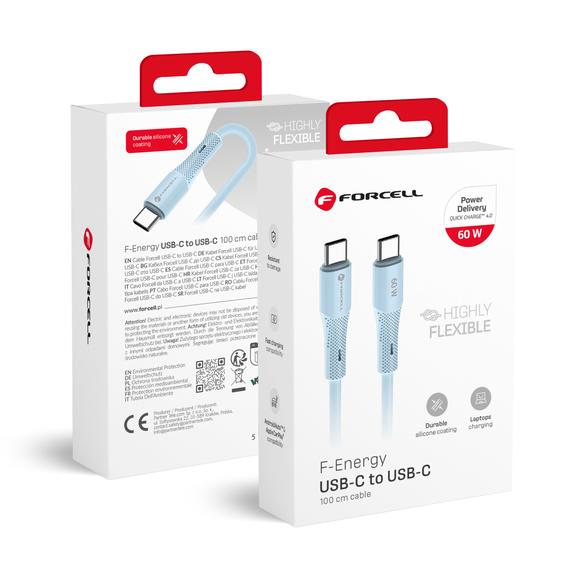 Kabel USB C do USB C Forcell F-Energy QC4.0 PD 3A 60W Silicone 1 m C344 niebieski