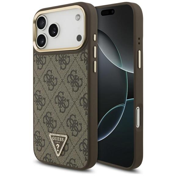 GUESS futerał do IPHONE 17 Pro Max kompatybilny z MagSafe GUHMP17XP4GTDGMW (4G PU W/ Triangle Logo) złoto brązowy