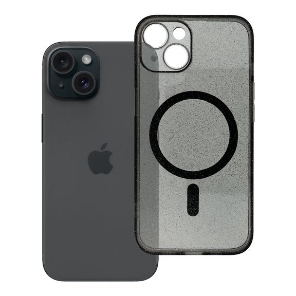 Etui na iPhone 14 Clear Mag Cover - Glitter (Str / Camera Protection) zgodne z MagSafe  czarne glitter
