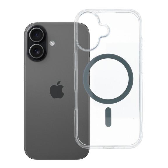 Etui na iPhone 17 Drop Glue Colorful Ring Mag Cover zgodne z MagSafe szare