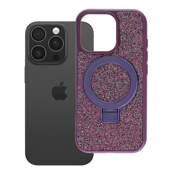 Etui na iPhone 16 Pro Quartz Circle Stand Mag Cover dark cherry