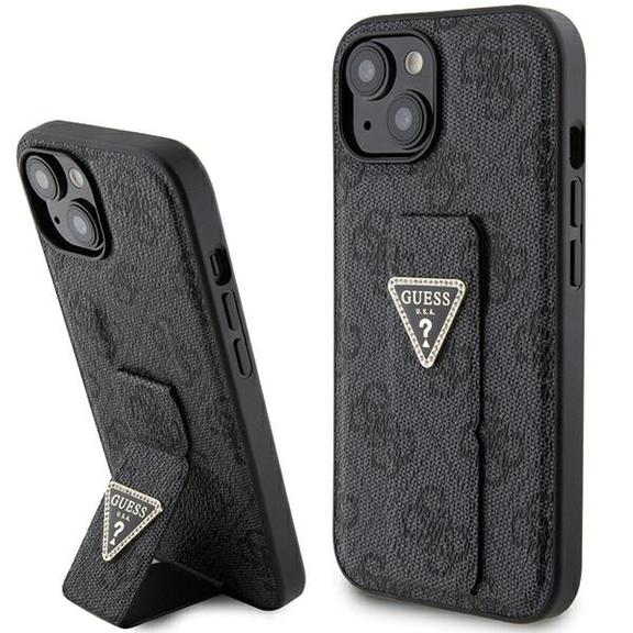 GUESS futerał do IPHONE 13 / 14 / 15 GUHCP15SPGS4TDK (Grip Stand 4G Triangle Strass) czarny