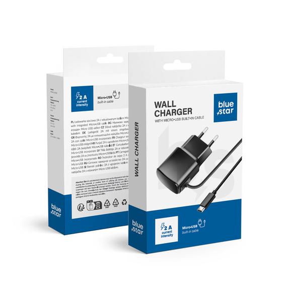 Ładowarka sieciowa do telefonu Blue Star 2A 10W z kablem Micro USB TFK-TC-1100B czarna