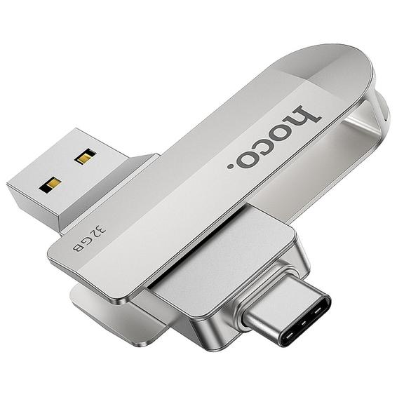 Pendrive 32GB USB 3.0 (USB A + USB C) Hoco UD10 srebrny