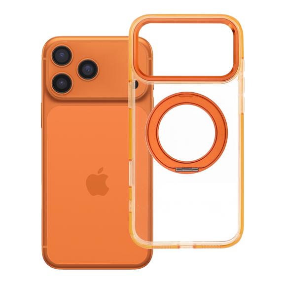 Etui na iPhone 17 Pro Max / 18 Pro Max (low camera edge) Frame Circle Stand zgodne z MagSafe pomarańczowe