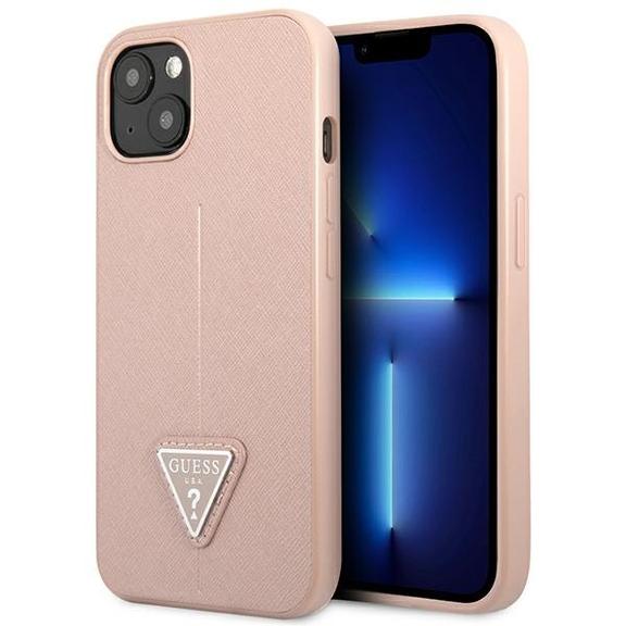 GUESS futerał do IPHONE 13 / 14 / 15 GUHCP14SPSATLP (SaffianoTriangle Logo) różowy