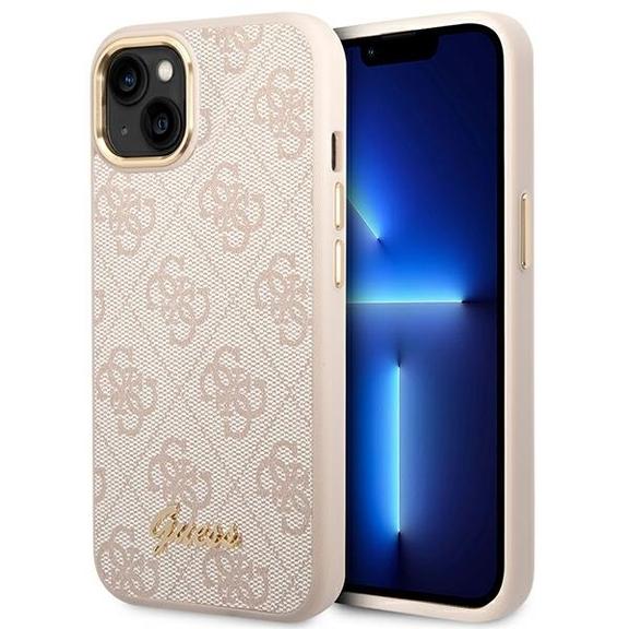 GUESS futerał do IPHONE 13 / 14 / 15 GUHCP14SHG4SHP (4G Vintage Gold Logo) różowy