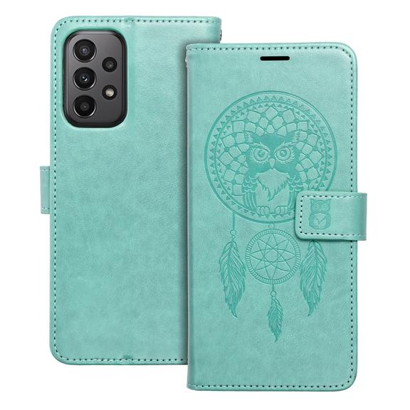 Etui z klapką na Samsung A23 5G Mezzo Book łapacz snów zielone