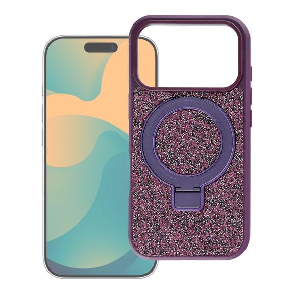 Etui na iPhone 14 Quartz Circle Stand Mag Cover dark cherry