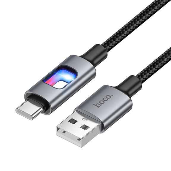 Kabel USB z diodami LED USB A do USB C Hoco 3A 1,2 m U144 czarny