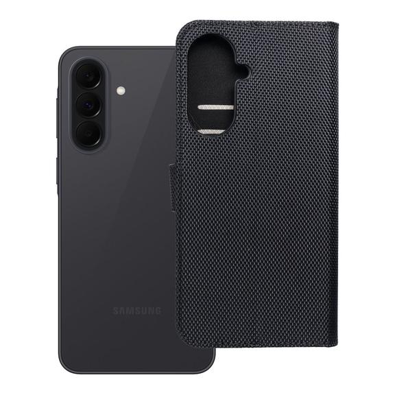 Etui z klapką na Samsung A37 4Card RFID antykradzieżowe tech fabric czarne